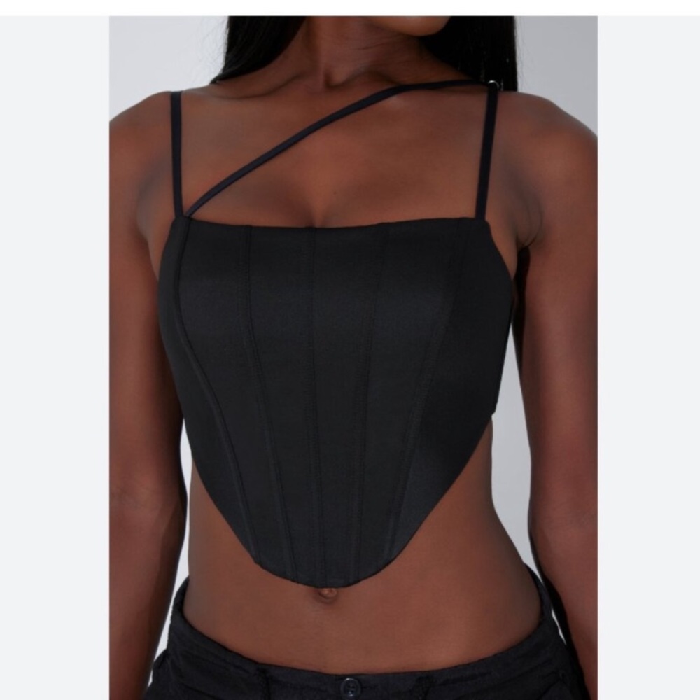 Leau Athens Satin Corset Top Black Size XXL